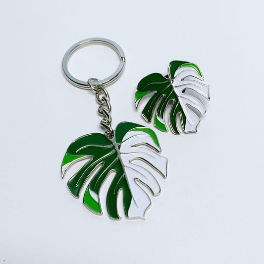 Variegated Monstera Pin / Keyring - Luxe Foliage